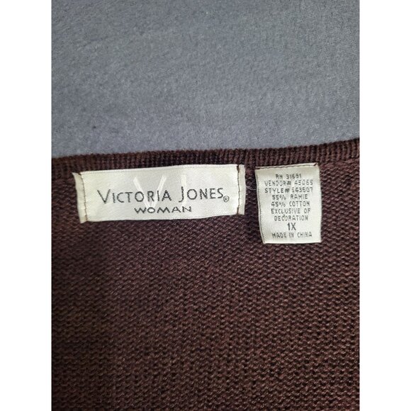 VTG Women's 1X Cardigan Sweater Brown Floral Boho Hippie Cottage Festival Fairy - Picture 12 of 12